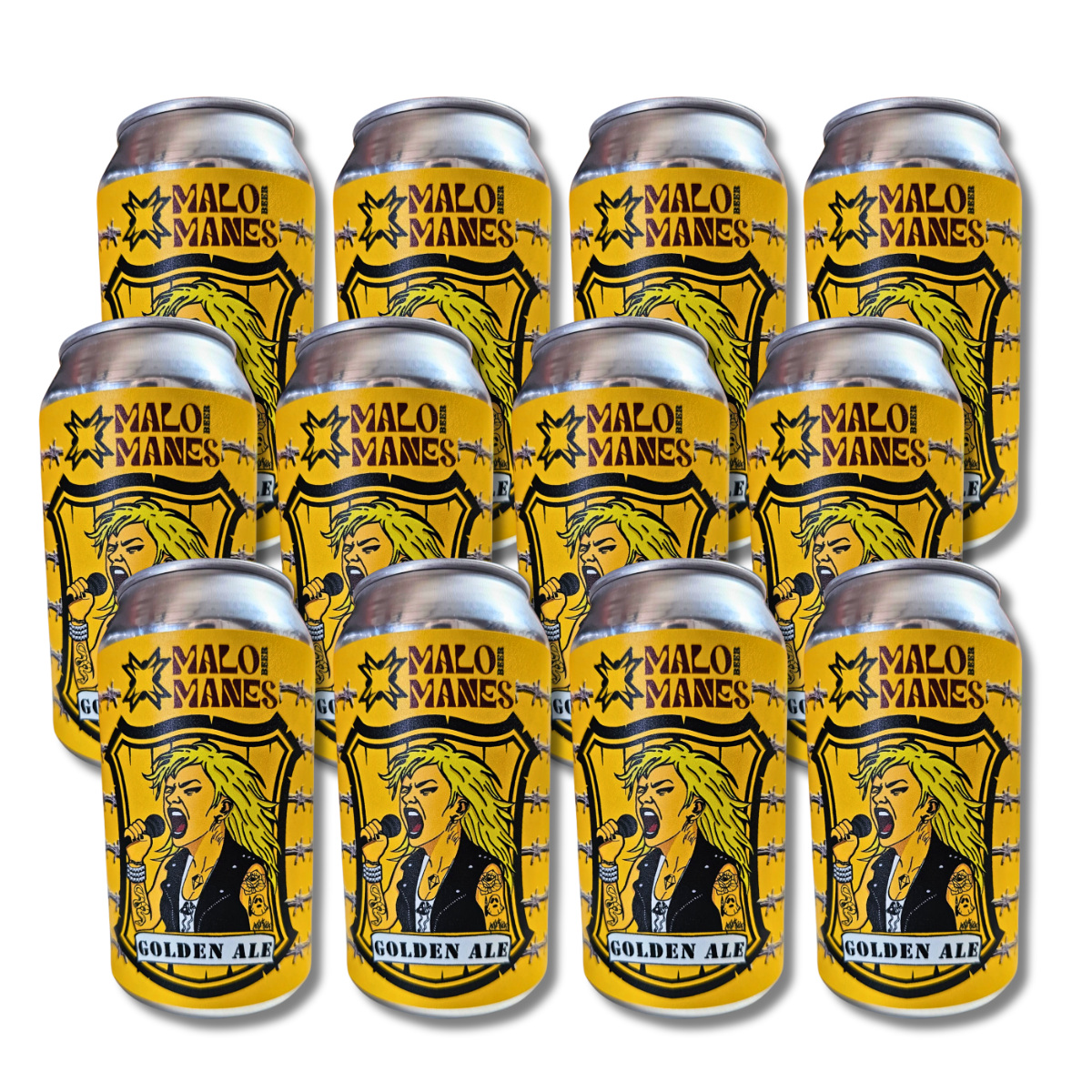 Pack 12 Cerveza Artesanal Malo Manes Golden Ale Lata 355 cc
