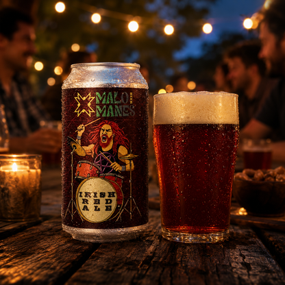 Pack 24 Cerveza Artesanal Malo Manes Irish Red Ale Lata 355 cc