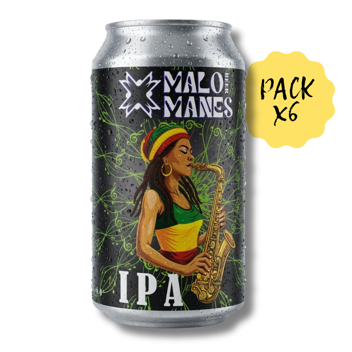 Pack 6 Cerveza Artesanal Malo Manes IPA Lata 355 cc