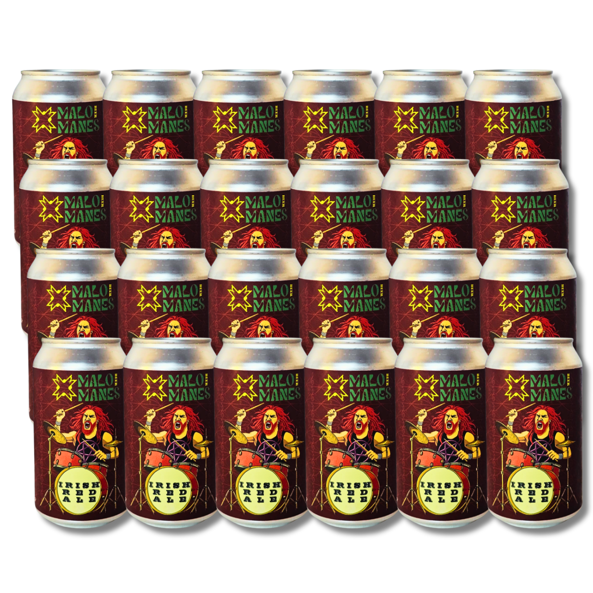 Pack 24 Cerveza Artesanal Malo Manes Irish Red Ale Lata 355 cc
